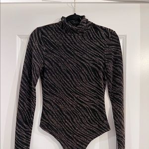 Revolve Hours Glitter Zebra Bodysuit